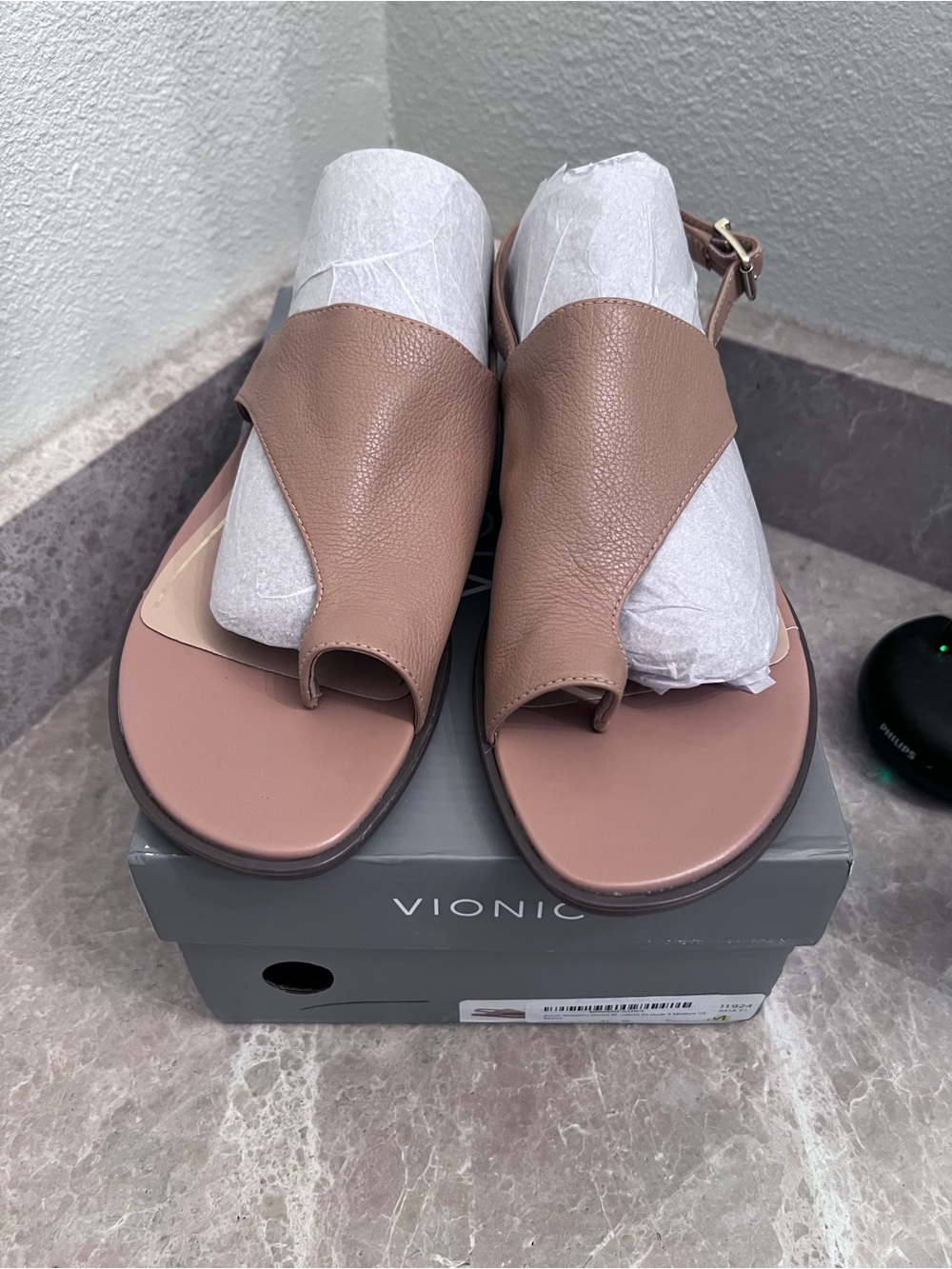 Vionic Women’s Brown Leather Open-Toe Slingback Sandals